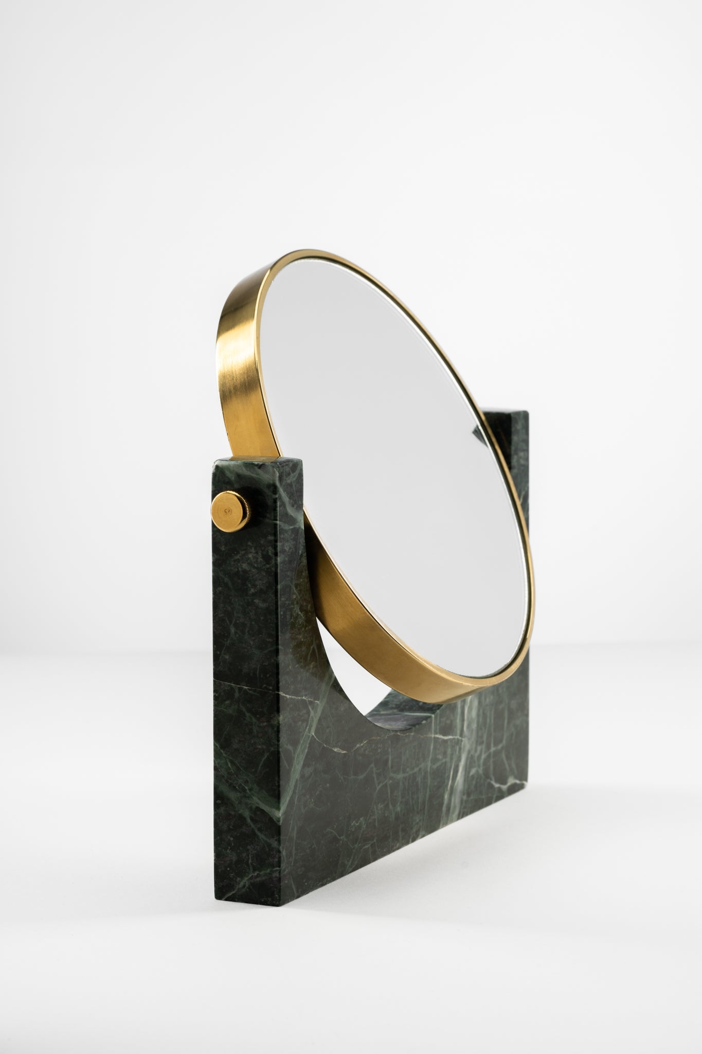 Green Indian Marble & Brass Mirror